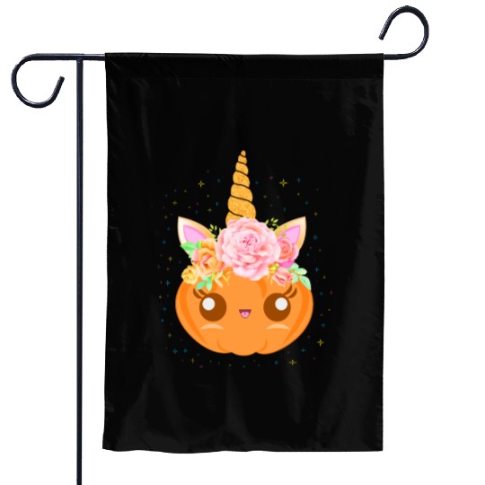 Cute Unicorn Pumpkin: Fall Festivity Delight Garden Flags