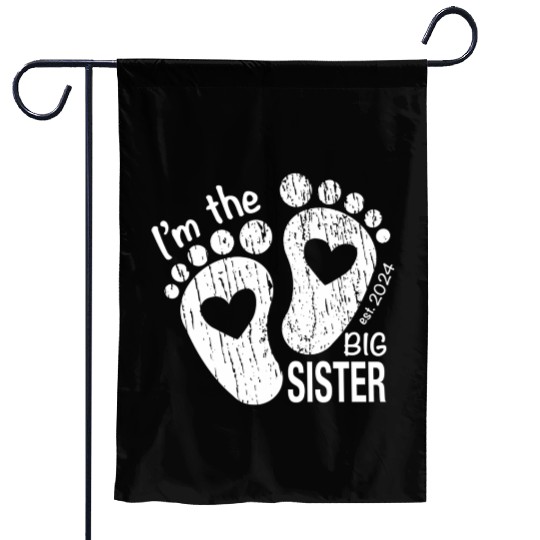 I’m the big sister - newborn sibling design Garden Flags