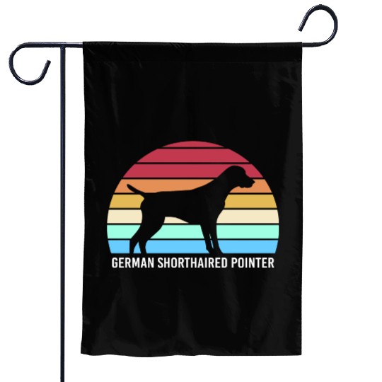 Retro German Shorthaired Pointer Dog Silhouette Garden Flags