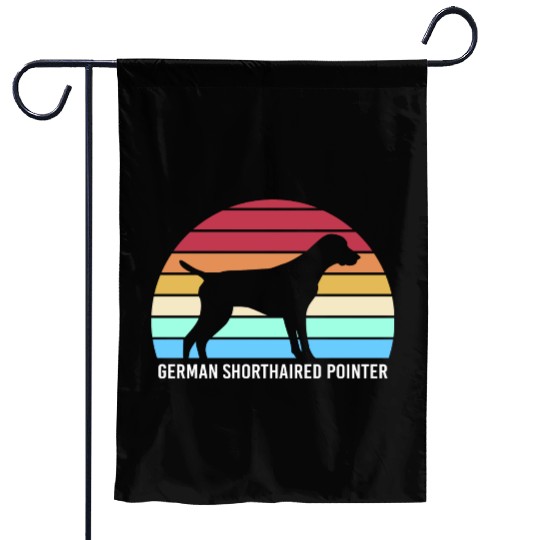 Retro German Shorthaired Pointer Dog Silhouette Garden Flags