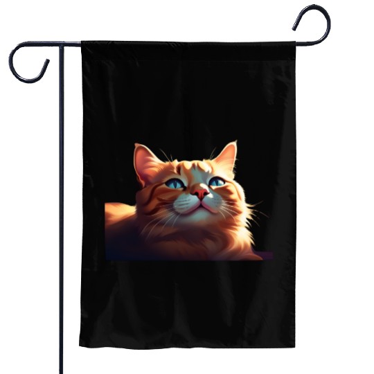 A Cute Orange Cat Garden Flags