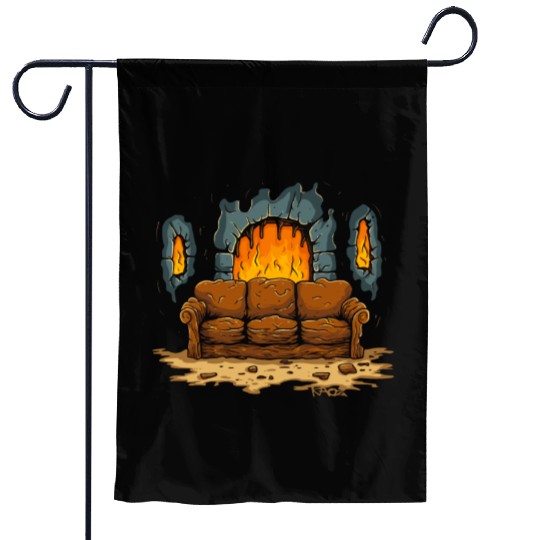 The Couch of Dungeon Hell Garden Flags