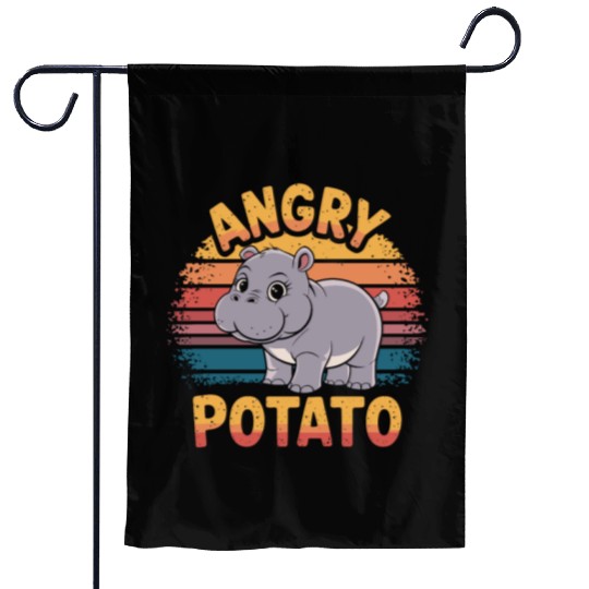 Moo Deng Angry Potato Hippo Humor Design Garden Flags