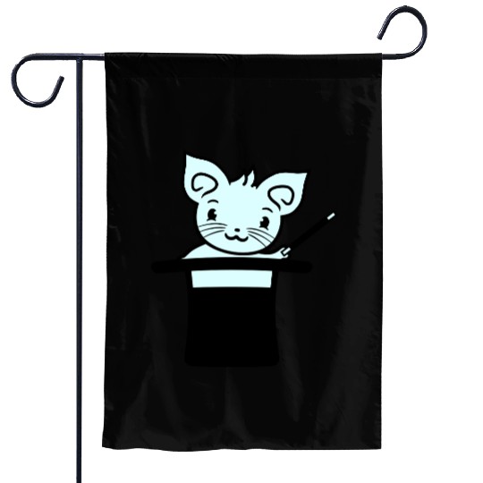 Magical Enchanted Top Hat Cylinder Wizard Cat Sir Garden Flags