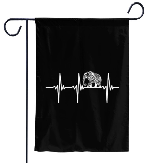 Heartbeat For Large, Artistic Elephants Garden Flags