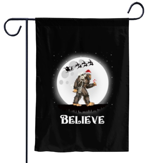 Believe Santa Bigfoot Christmas Sasquatch Garden Flags