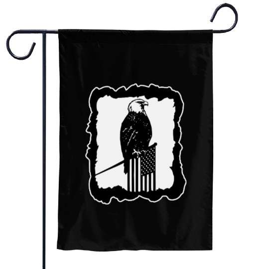 Framed Eagle On Flag Pole LIKE US ON FACEBOOK # Garden Flags