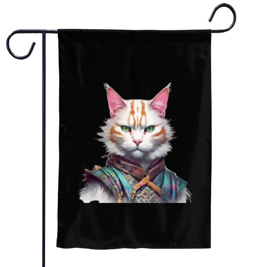 Samurai Cat Guardian Garden Flags