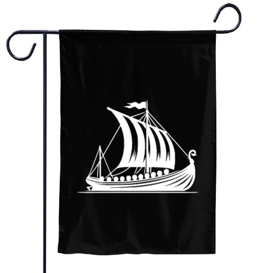 Dragon Boat With Sail Viking Style Design Garden Flags
