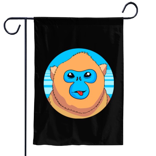 Monkey Lover Cute Snub Nosed Monkey Face Garden Flags