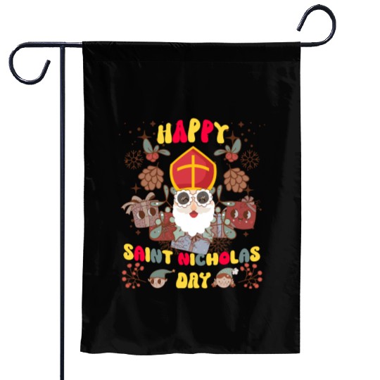 Groovy Saint Nicholas Day logo Garden Flags
