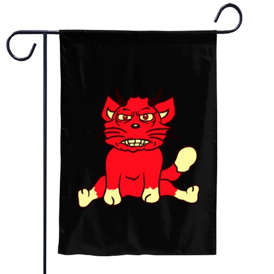Demon Monster Cat Halloween Fun Horror Devil Horns Garden Flags