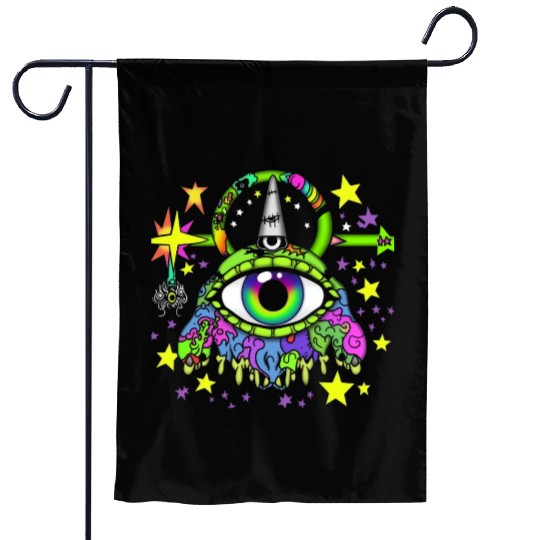 Crazy Psychedelic Pop Punk Monster Garden Flags