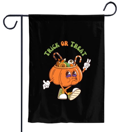 Groovy Pumpkin-Trick or Treat. Garden Flags