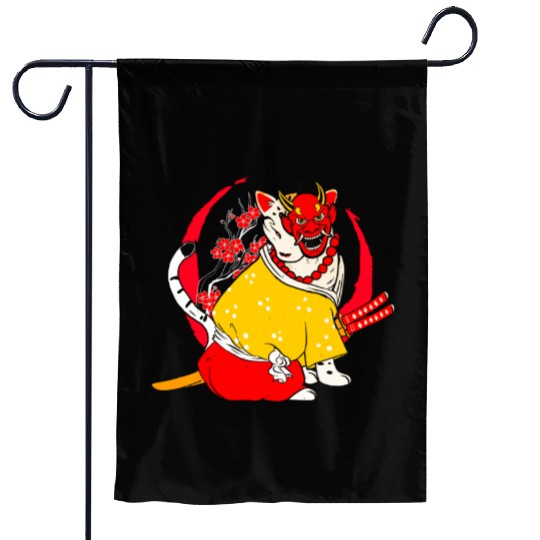 Kanji Japan Katana Oni Ninja Cat Samurai Garden Flags