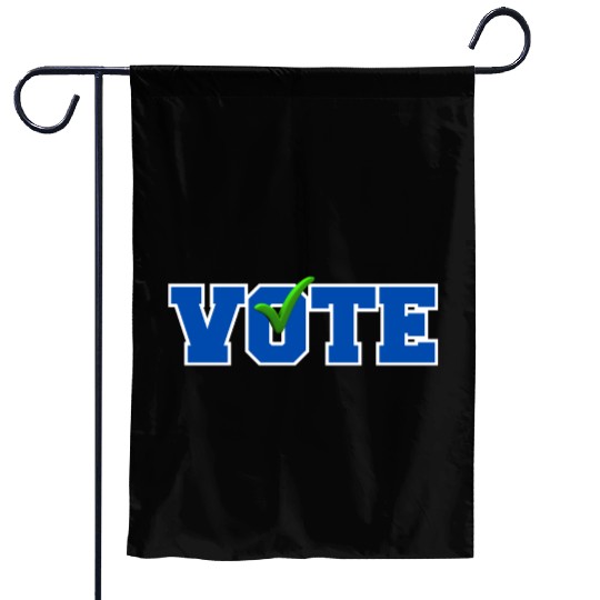 Bold Blue "VOTE" with Green Checkmark Election Garden Flags