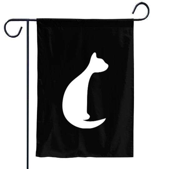 Cute Sitting Cat Pretty Shadow Outline Silhouette Garden Flags