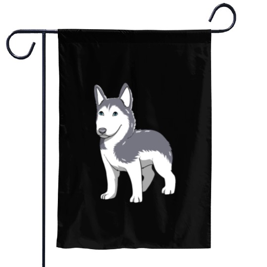 Dog Lover Cute Siberian Husky Puppy Garden Flags