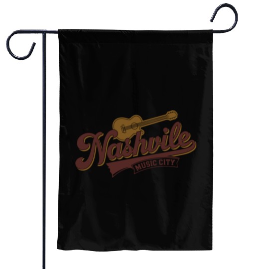 Nashville Music City Logo with Guitar Illustration Garden Flags