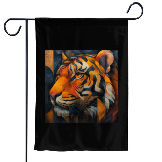 Cubist Tiger Garden Flags