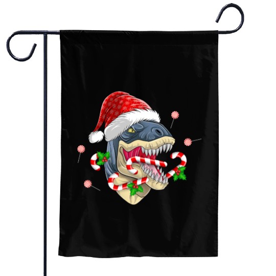 Santasaurus Rex Dinosaur xmas Santa Hat Santa Hat Garden Flags