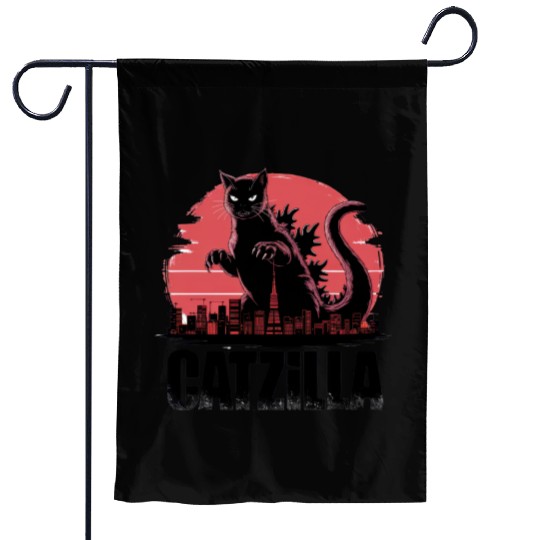 Catzilla: Fierce Feline Monster Garden Flags