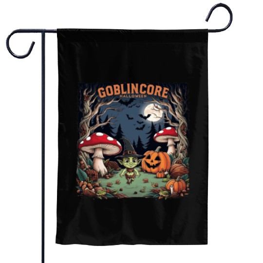 Halloween goblincore enchanted forest goblin Garden Flags