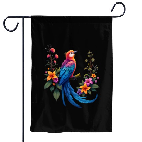 Fantastical Bird Of Paradise Painting Garden Flags