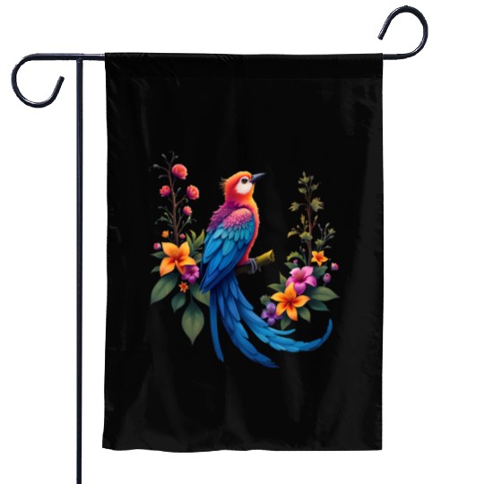 Fantastical Bird Of Paradise Painting Garden Flags