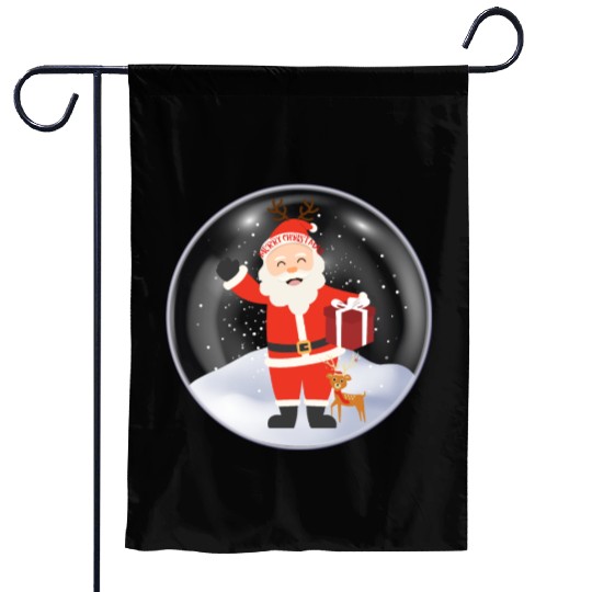 Santa’s Joy: Christmas Snow Globe Garden Flags