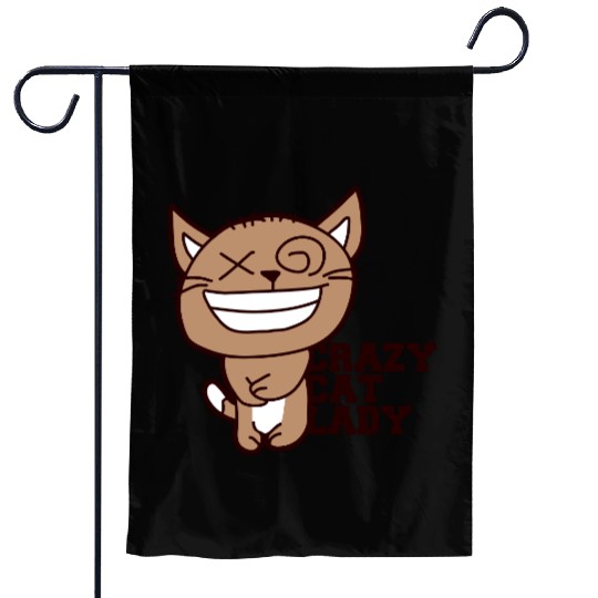 Crazy Cat Lady Text Love Saying Quote Weird Woman Garden Flags