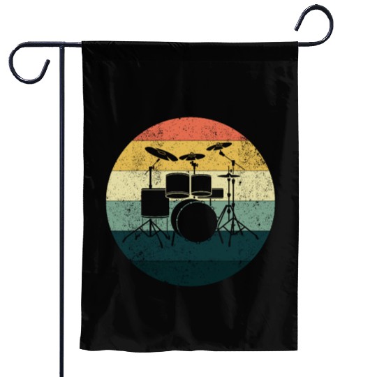 Retro Drummer Garden Flags