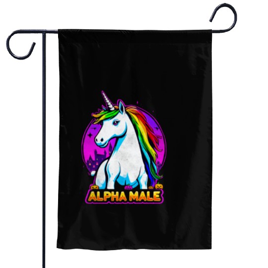 Alpha male LGBT unicorn Halloween Neon Colors Garden Flags