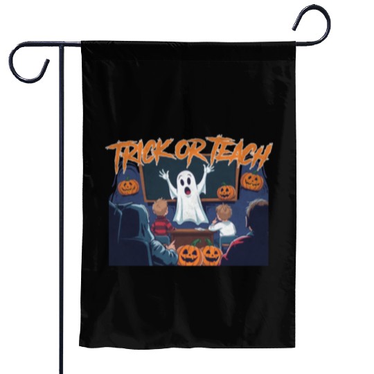 Trick or Teach for Teachers Halloween Vintage Ghos Garden Flags