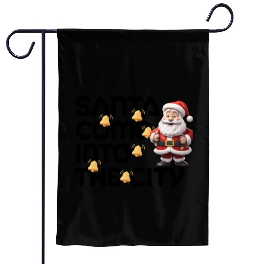 Festive Santa with Jingle Bells Design Garden Flags