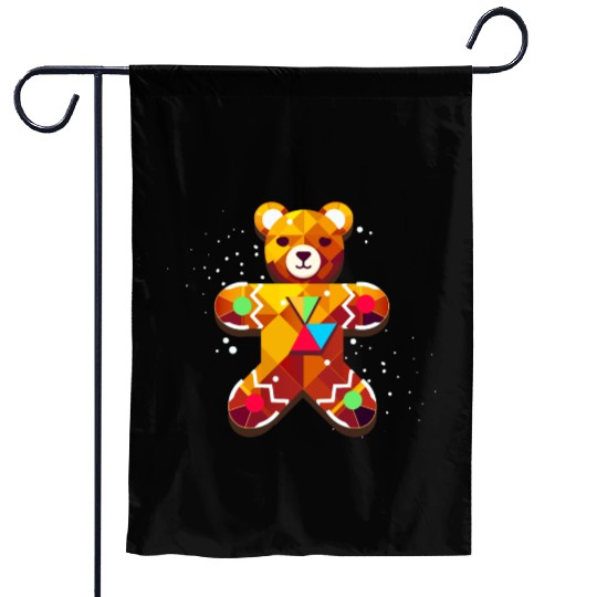 cute gingerbread bear - festive christmas design Garden Flags