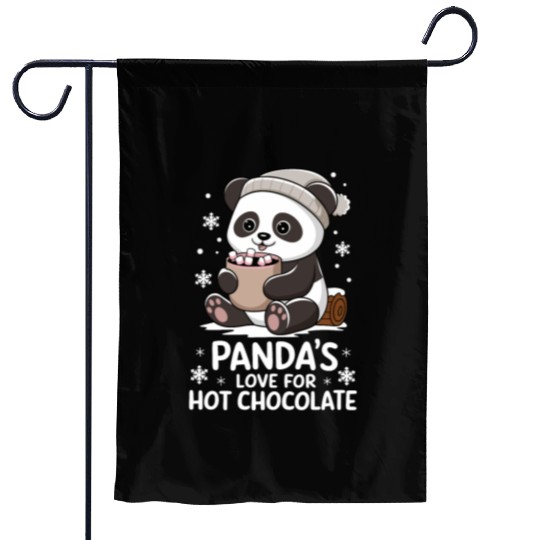 Panda's Love For Hot Chocolate Winter Vibes Garden Flags