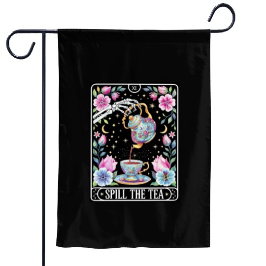tarot card Spill the Tea skeleton halloween match Garden Flags
