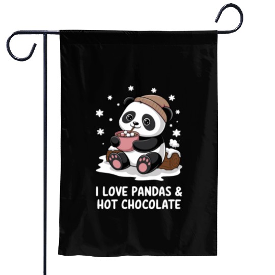 I Love Pandas & Hot Chocolate Cozy Vibes Garden Flags