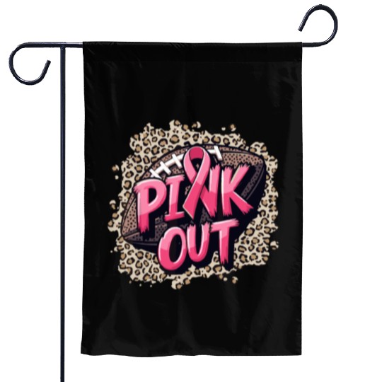 Pink Out Breast Cancer Football Coquette Bow Mom Garden Flags