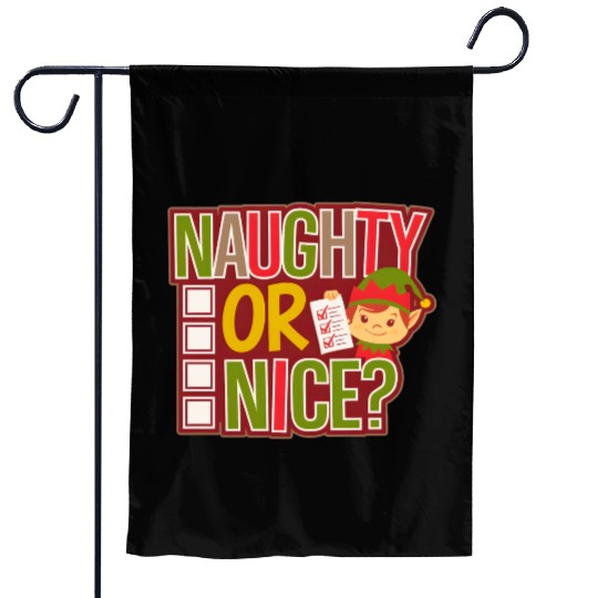Playful Elf Naughty or Nice Holiday Fun Garden Flags