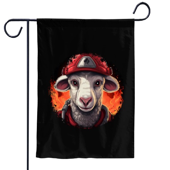 Sheep Firefighter Garden Flags