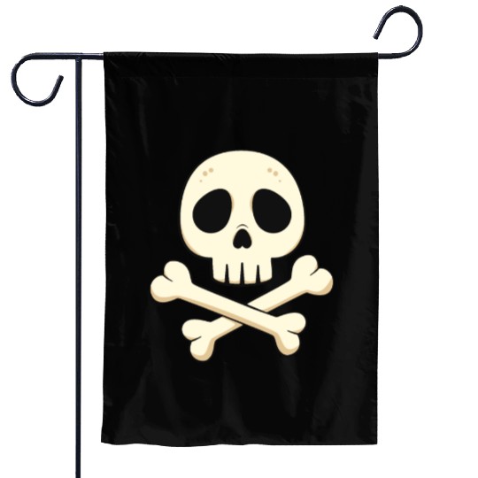 Cartoon skull and crossbones Garden Flags