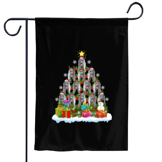 Irish Wolfhound Dog Ugly Christmas Tree Santa Hat Garden Flags