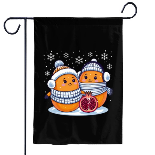 Cozy Winter Fruits: Oranges & Pomegranate Garden Flags