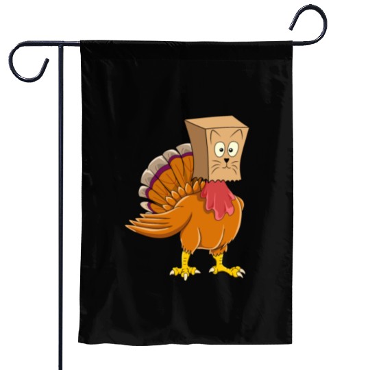 Thanksgiving Funny Fake Cat Thanksgiving Turkey Garden Flags