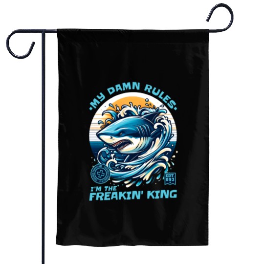 Shark King Ocean Lover Design Garden Flags