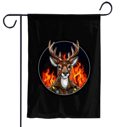 Deer Firefighter Garden Flags