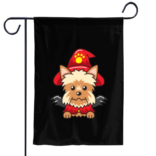 yorkshire terrier dog with halloween costume Garden Flags
