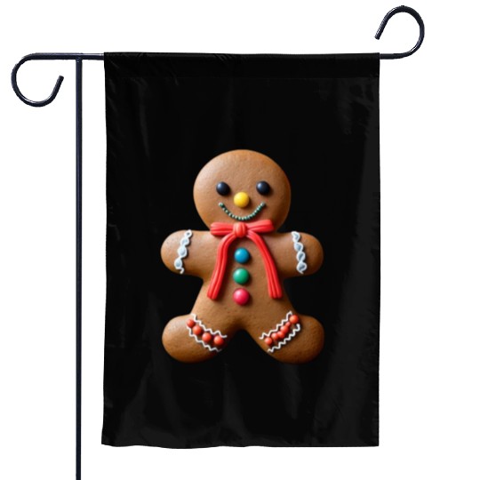 Festive Gingerbread Man Holiday Gift Garden Flags